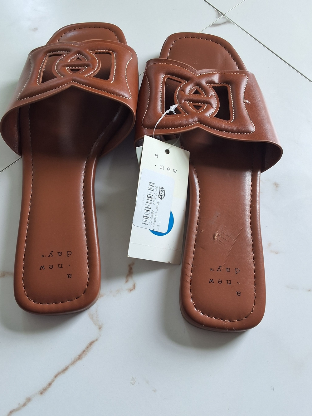 a new day Brown Cutout Slide Sandals
